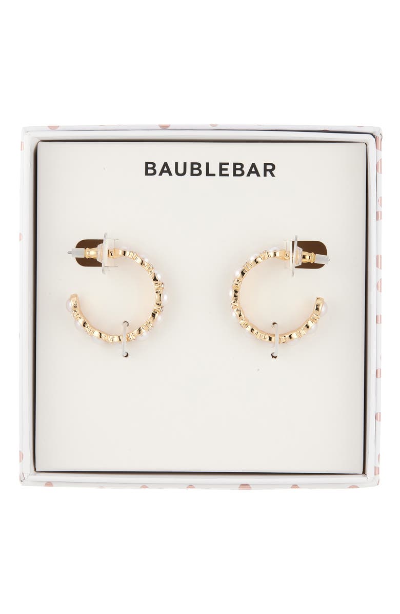 BaubleBar Perfect in Pearls Hoop Earrings, Main, color, Pearl