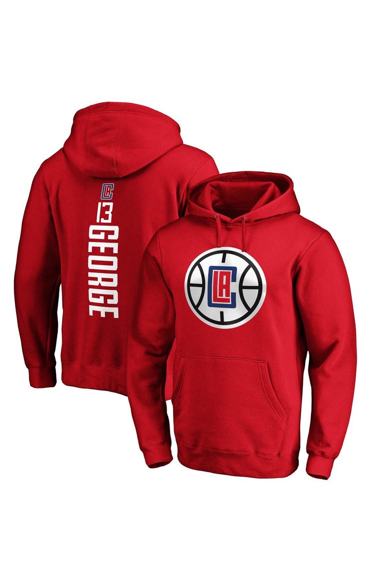 Men's Fanatics Branded Paul George Red LA Clippers Team Playmaker Name & Number Pullover Hoodie, Alternate, color, Red