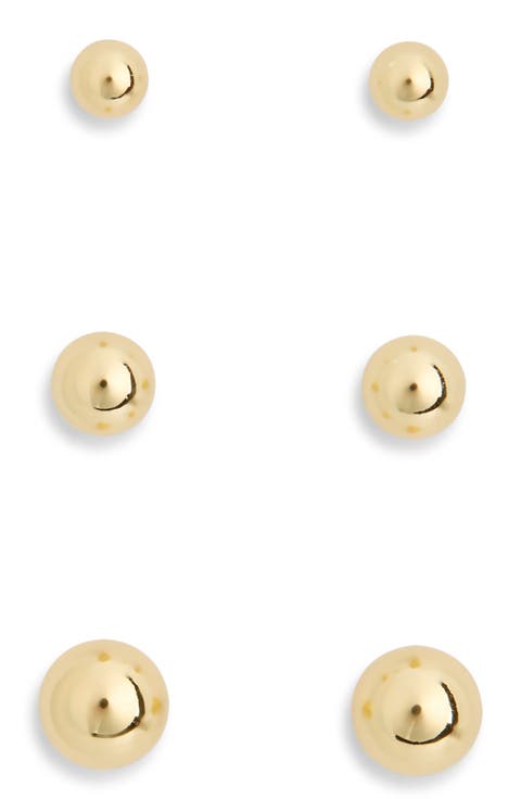 Set of 3 Demi Fine Ball Stud Earrings