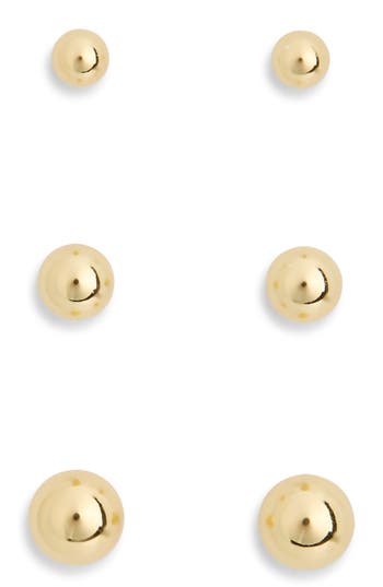 Nordstrom Rack Set Of 3 Demi Fine Ball Stud Earrings In Gold