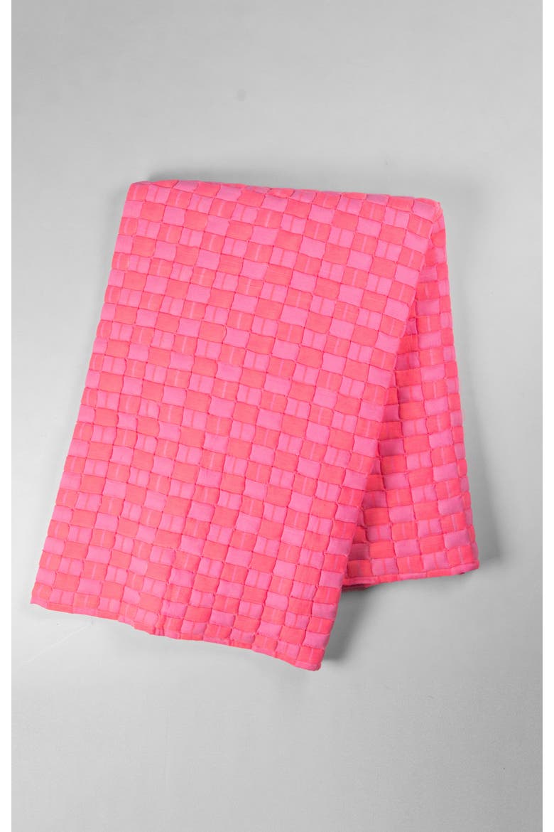 Quilted Sujani Neon Pink Throw Blanket, Main, color, Pink
