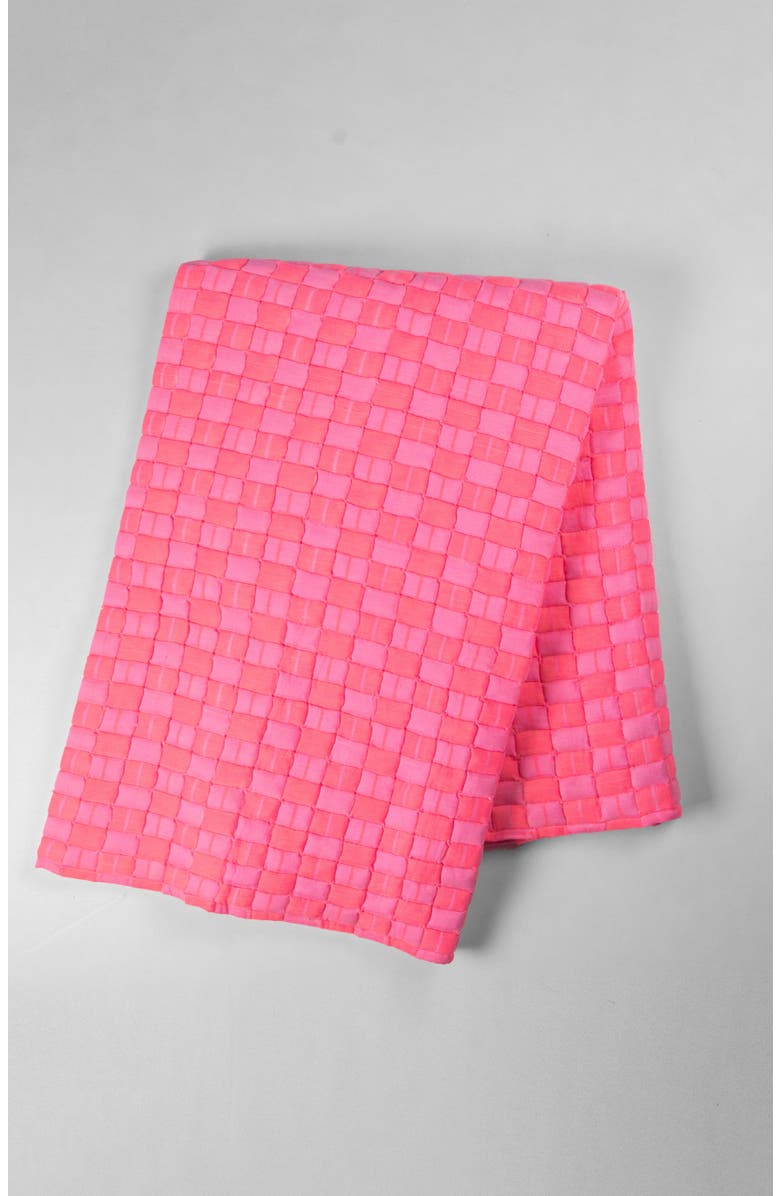 Archive New York Quilted Sujani Neon Pink Throw Blanket, Main, color, Pink