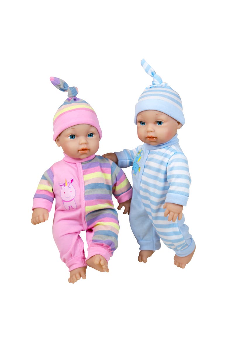12 Inch Twin Baby Dolls & Care Center Set, Pink Blue Unicorn, Hats, Alternate, color, Multicolored
