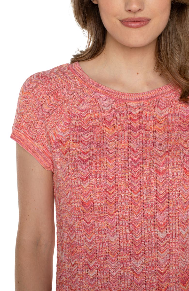 Liverpool Los Angeles Chevron Pattern Short Sleeve Sweater, Alternate, color, 