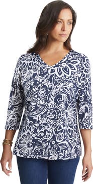 Jessica London Stretch Cotton V-Neck Tee