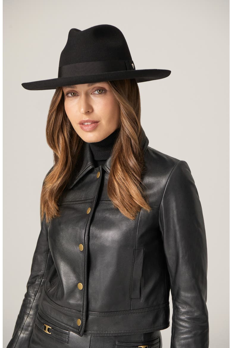 Augustine Merino Wool Fedora, Alternate, color, BLACK/BLACK