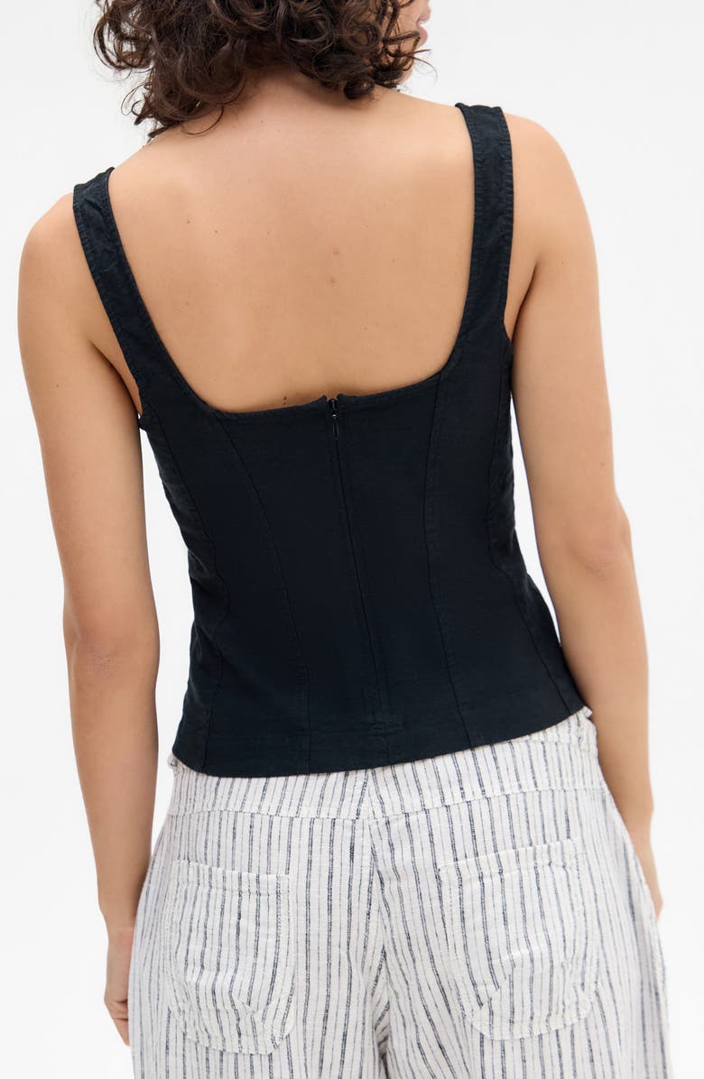 BDG Urban Outfitters Prairie Linen Blend Camisole, Alternate, color, Black