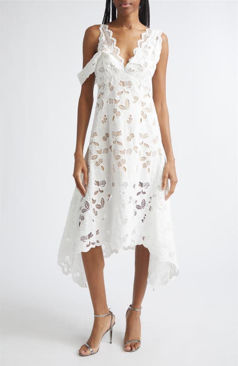 Eyelet & Lace Handkerchief Hem Dress