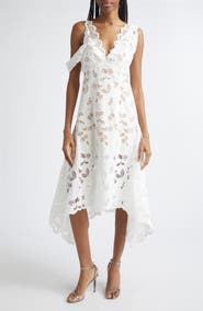 MONSE Eyelet & Lace Handkerchief Hem Dress