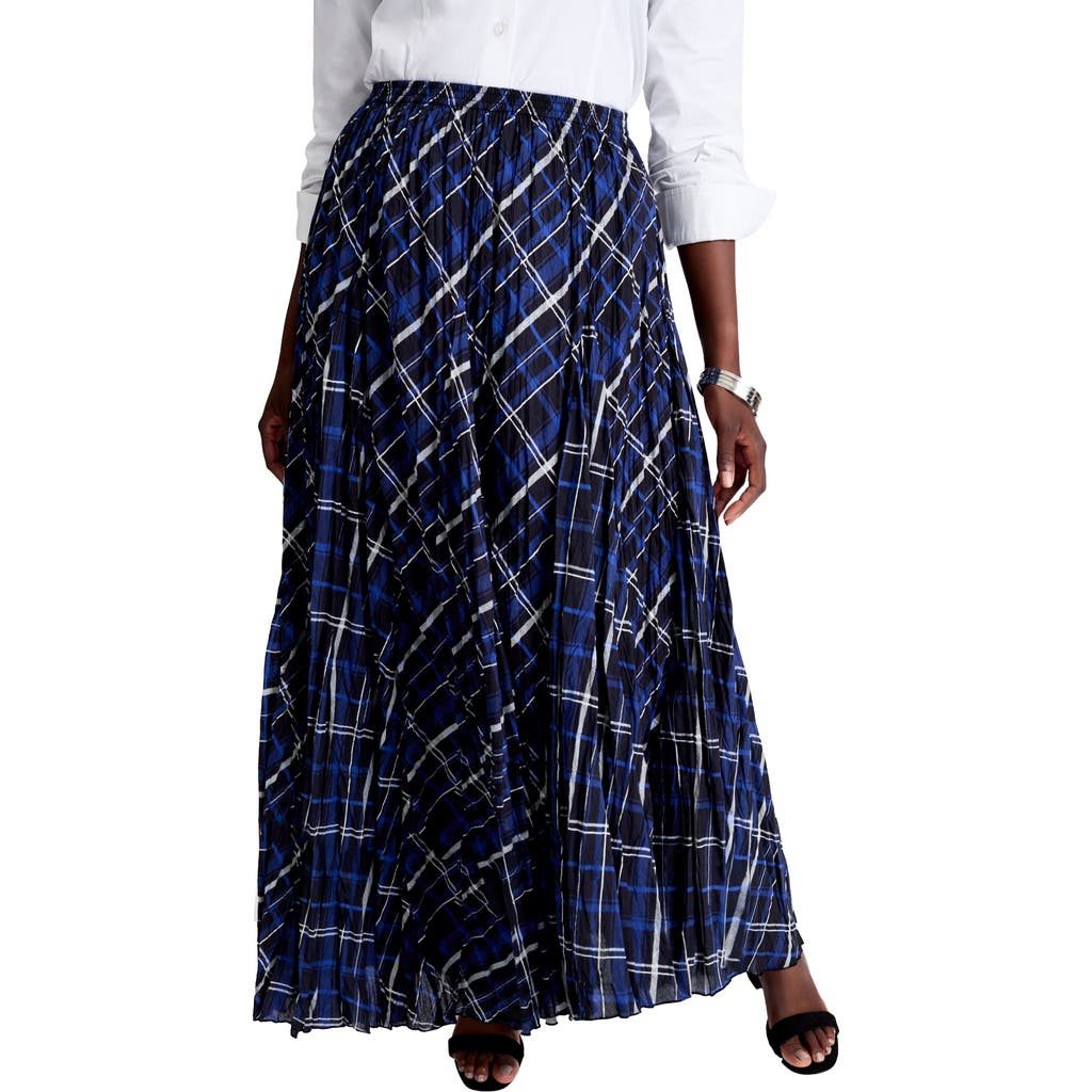 Jessica London Petite Flowing Crinkled Maxi Skirt In Blue