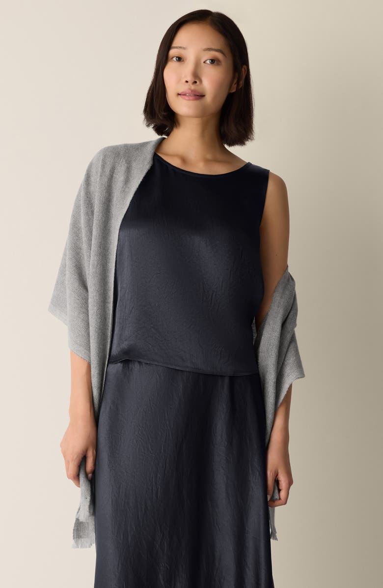 Eileen Fisher Wool Blend Shimmer Wrap, Alternate, color, Moon