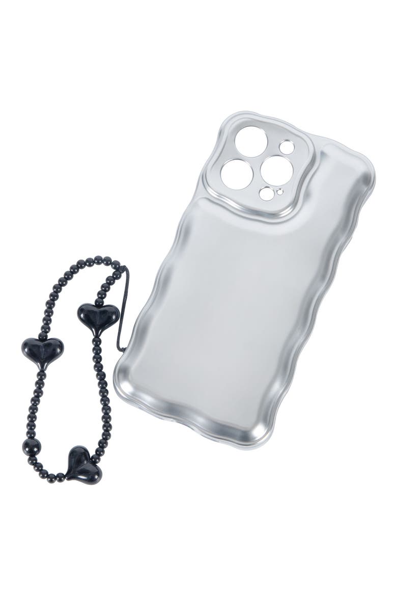 Heart Beaded Phone Charm, Alternate, color, BLACK