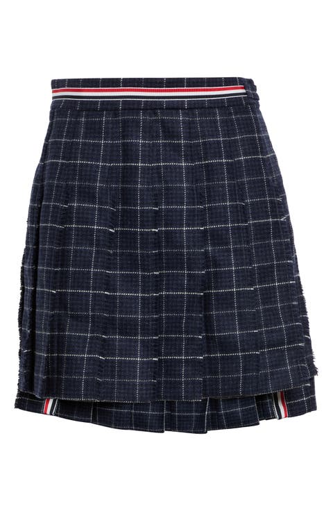 Pleated Wool Miniskirt