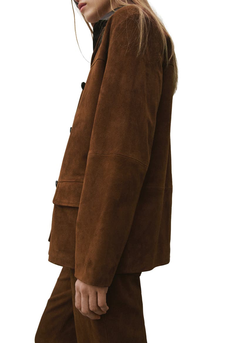Straight Suede Blazer, Alternate, color, TOBACCO BROWN
