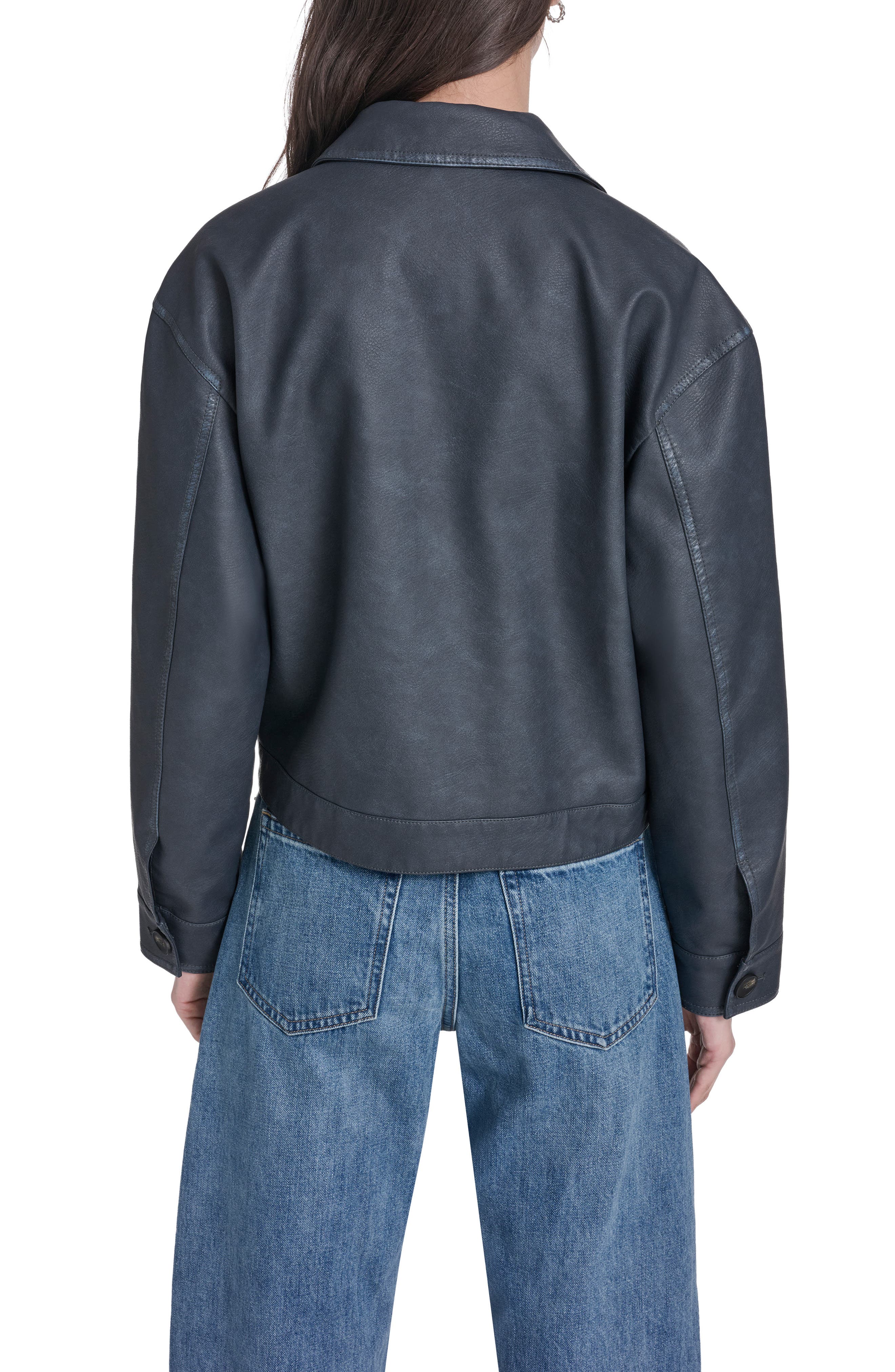 Faux Leather Shirt Jacket - image 4