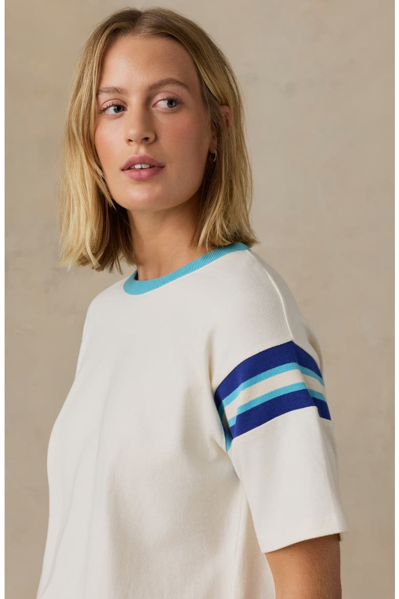Throwback Stripe Sleeve Organic Cotton T-Shirt, Alternate, color, SEASIDE VARSITY