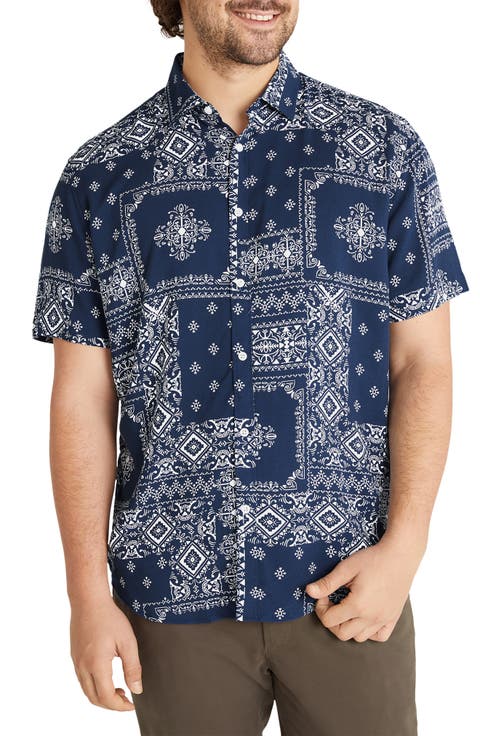 Bandana Print Short Sleeve Button-Up Shirt