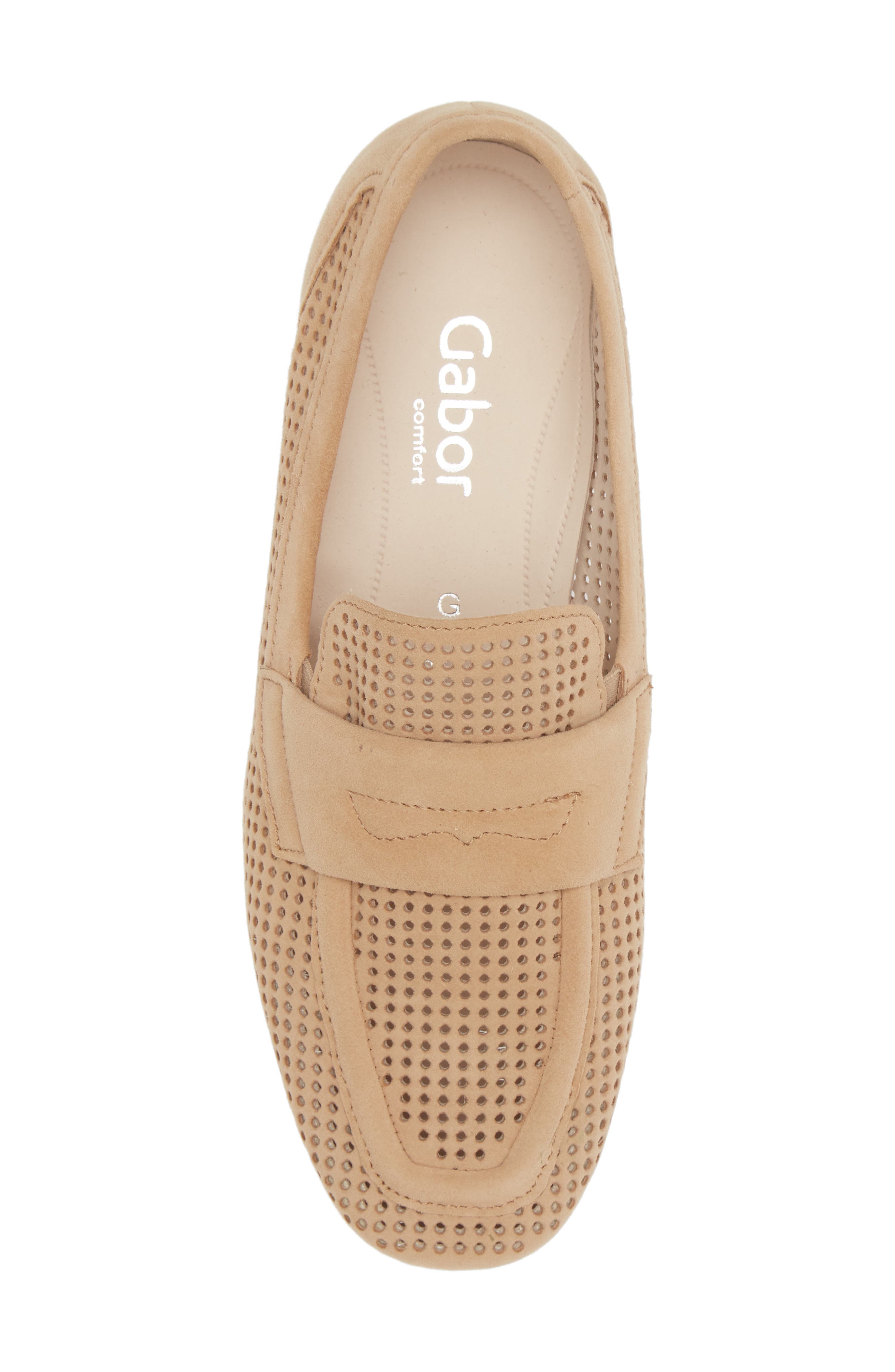 Gabor Perforated Loafer, Alternate, color, Beige