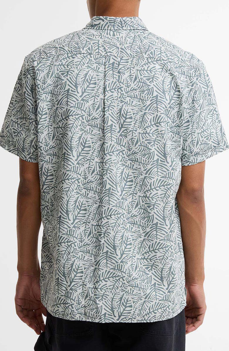 Barbour Dearham Leaf Print Short Sleeve Linen & Cotton Button-Up Shirt, Alternate, color, Dusty Slate