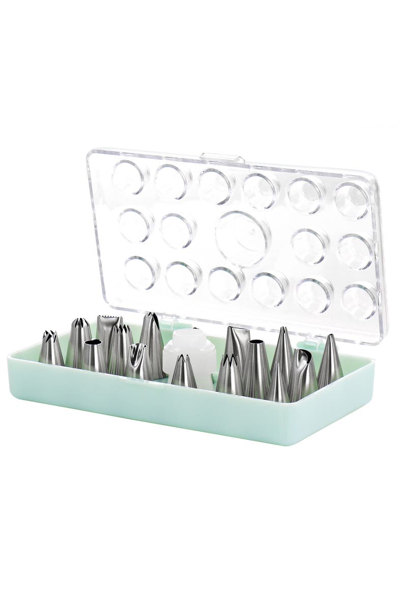 MARTHA STEWART 16 Piece Stainless Steel Assorted Cake Decorating Nozzles, Main, color, Turquoise