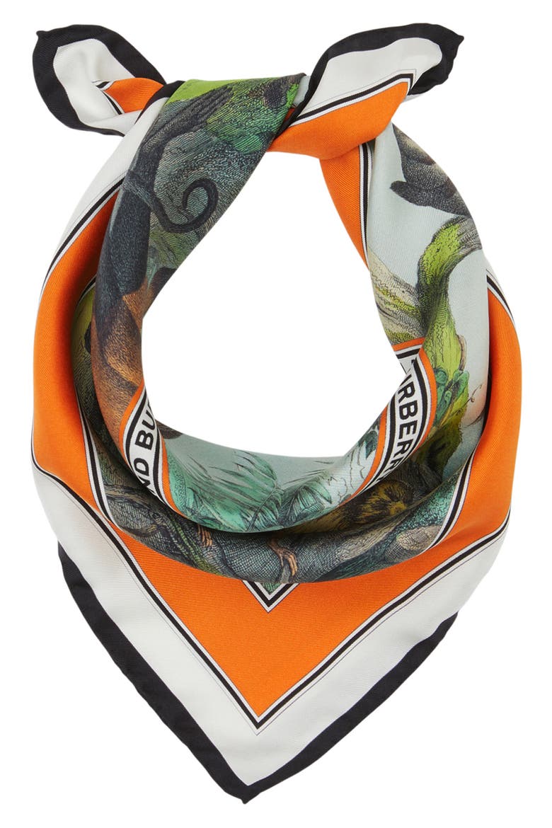 Logo Monkey Print Silk Scarf, Alternate, color, LIGHT OPAL GREEN
