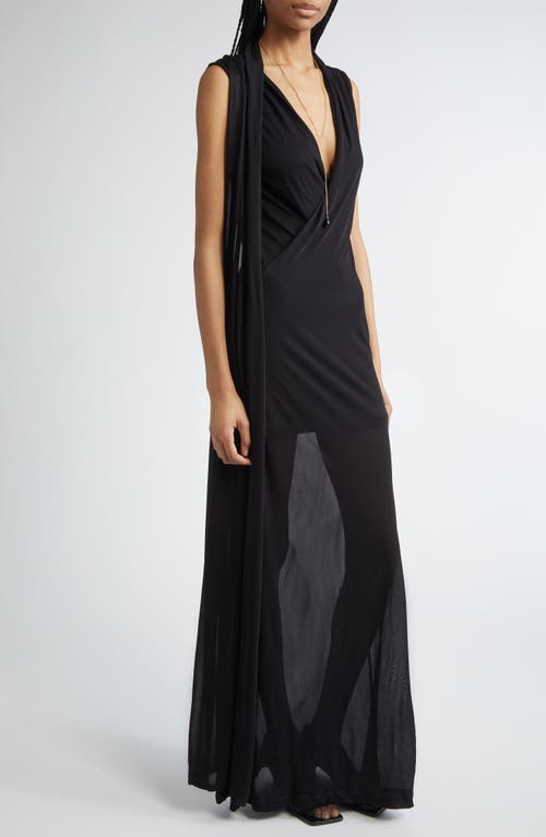 Totême Toteme Overlapped Scarf Sheer Stretch Jersey Maxi Dress
