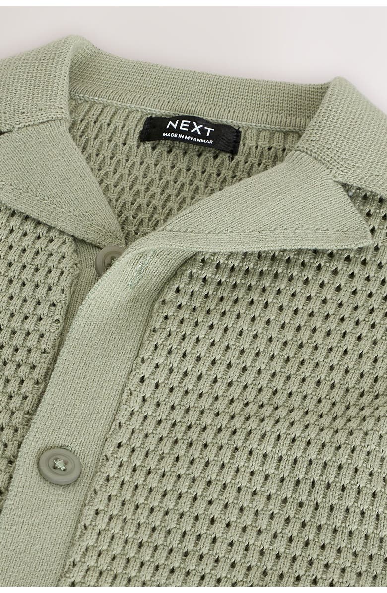 NEXT Kids' Palm Tree Embroidered Open Stitch Cotton Polo Sweater, Alternate, color, Green