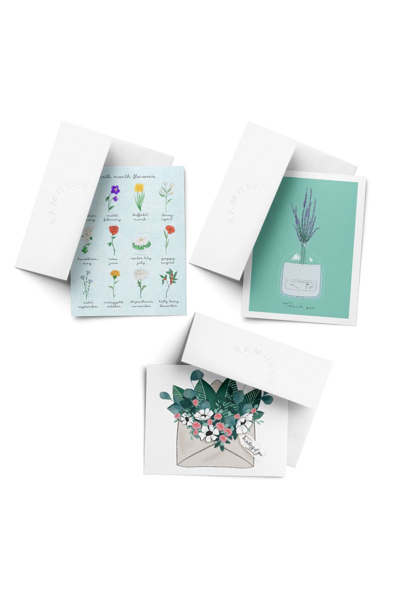 Everyday Assorted Greeting Card Pack (3ct) "Birth Flowers, Envelope, Glass Jar", Main, color, Multi-Pack