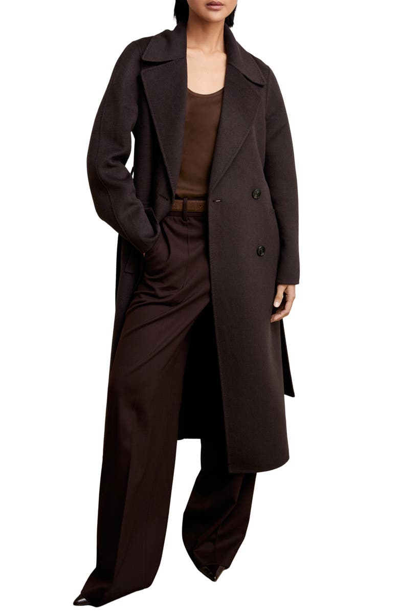 Reiss Rene Double Breasted Wool Blend Coat, Alternate, color, Aubergine