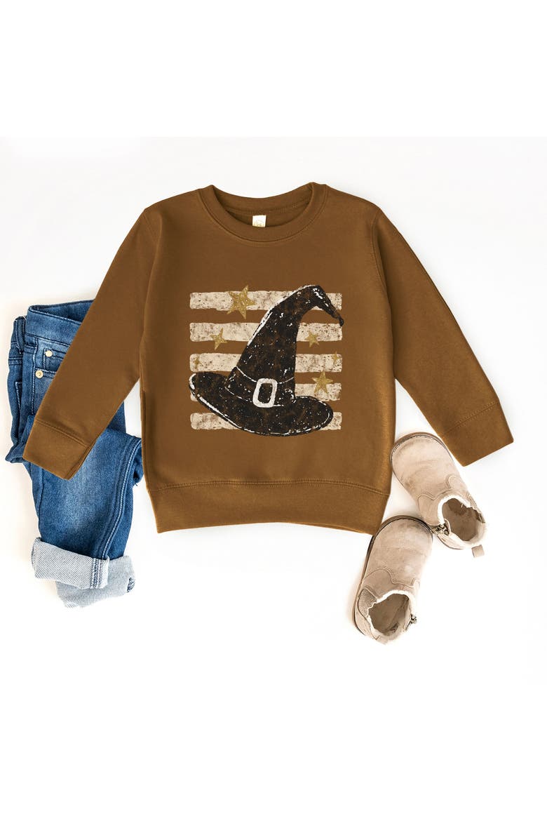 Witch Hat Stripes Toddler Graphic Sweatshirt, Alternate, color, Camel