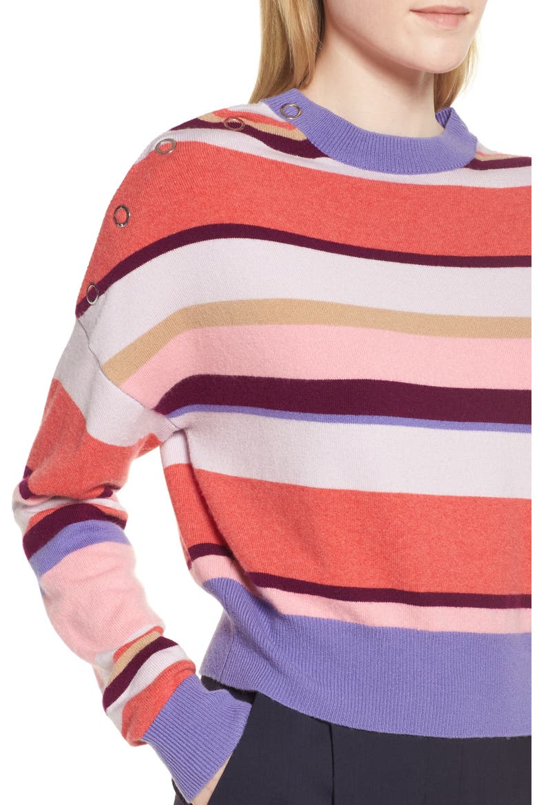 Stripe Cashmere Blend Sweater, Alternate, color, PINK PARADISE SANNA STRIPE
