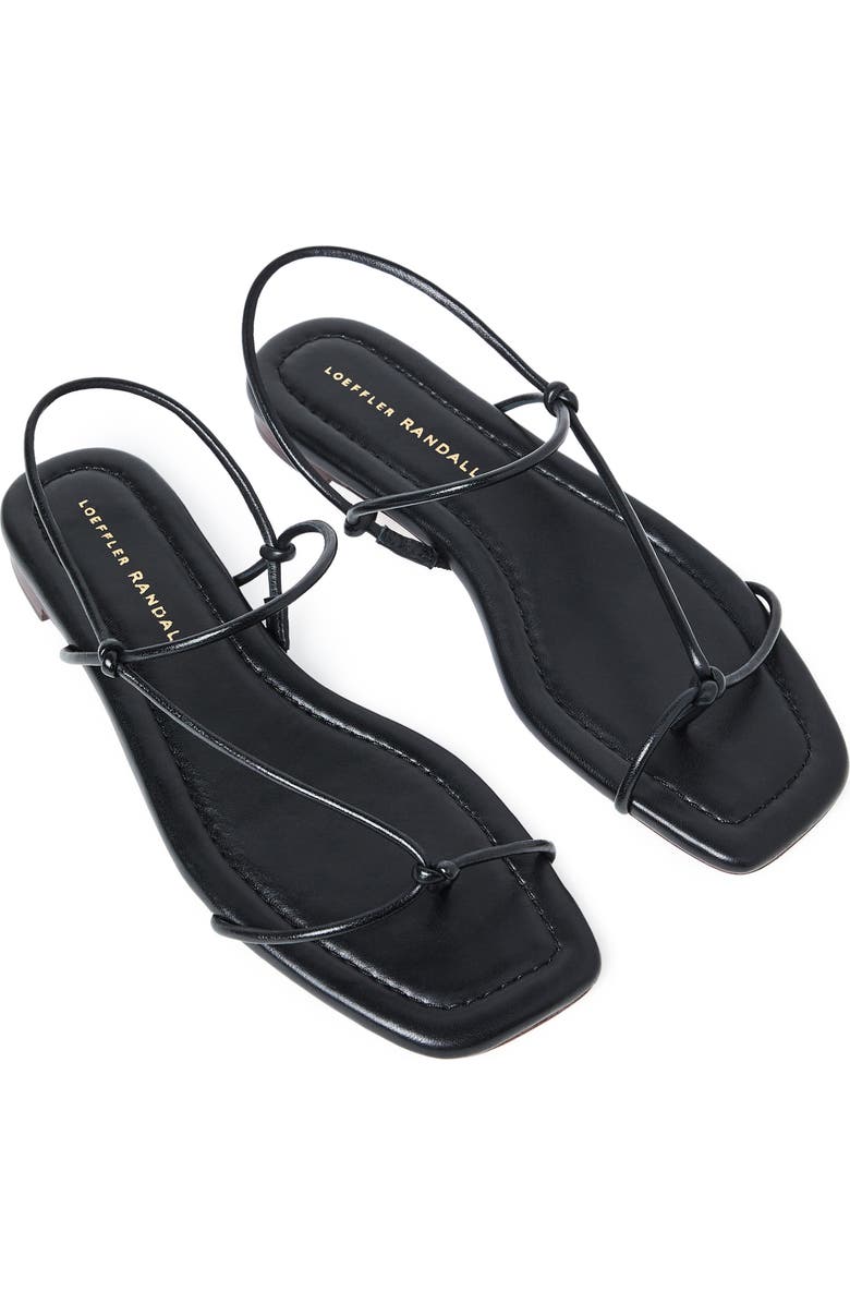 Loeffler Randall Eleanor Strappy Flat Leather Sandal, Alternate, color, Black