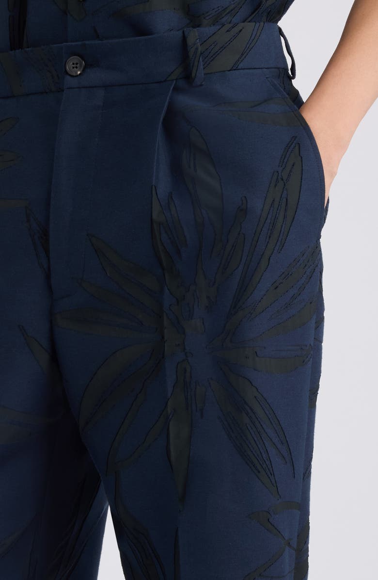 Dries Van Noten Penrud Cotton Blend Jacquard Pants, Alternate, color, Navy