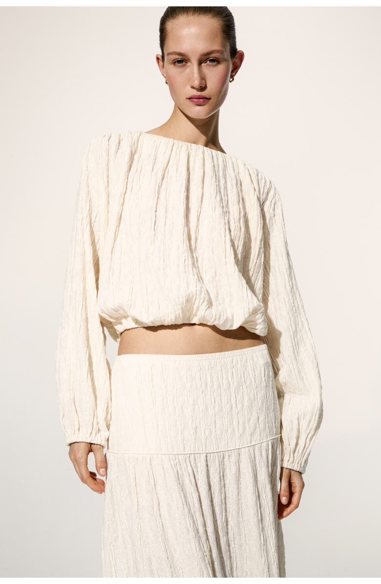 H&M Balloon-sleeved Top, Alternate, color, Cream