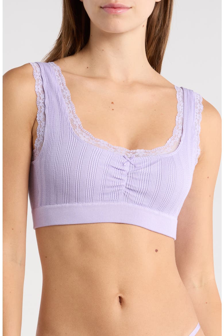 Ruched Longline Bralette, Main, color, MILLIE LAVENDER