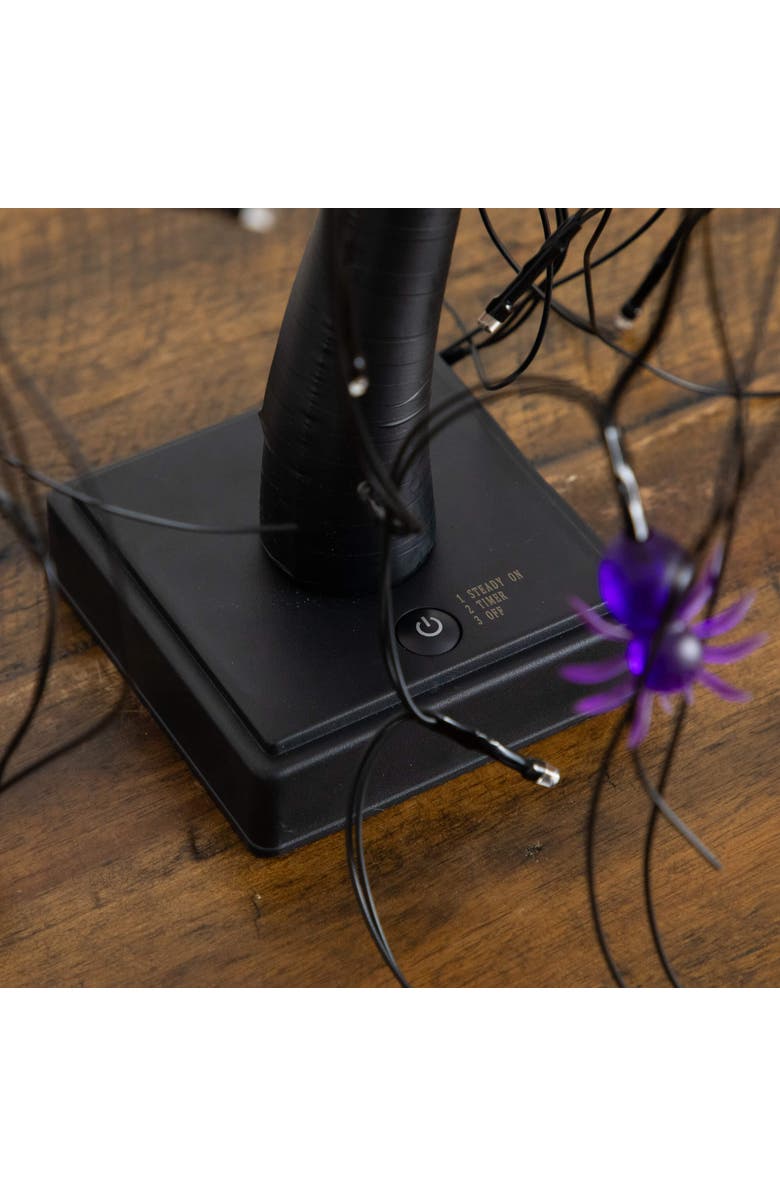 NEARLY NATURAL 2-ft Pre-Lit Halloween Artificial Black Spooky Spider Willow Tree with 60 Orange 
Purple LED Lights, Alternate, color, Black