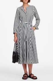 Madewell Janis Stripe Long Sleeve Cotton Poplin Shirtdress