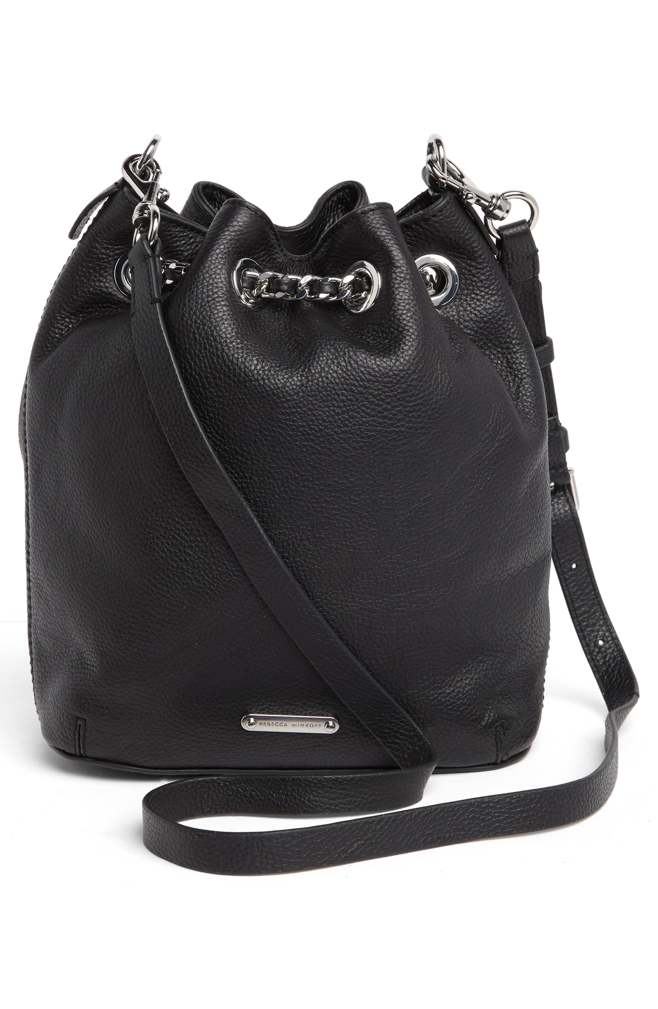 Rebecca Minkoff Chain Drawstring Leather Bucket Bag, Alternate, color, 