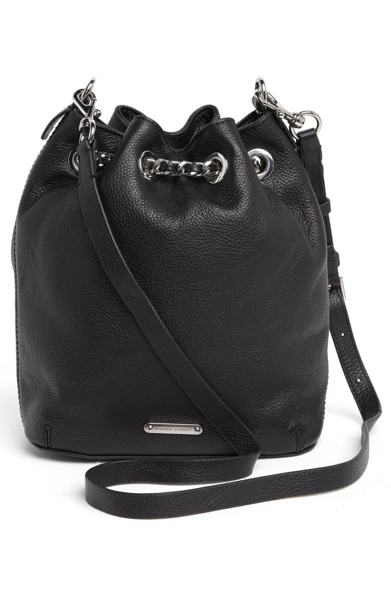 Rebecca Minkoff Chain Drawstring Leather Bucket Bag, Alternate, color,