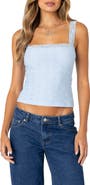 EDIKTED Virginia Lace Trim Eyelet Tank Top