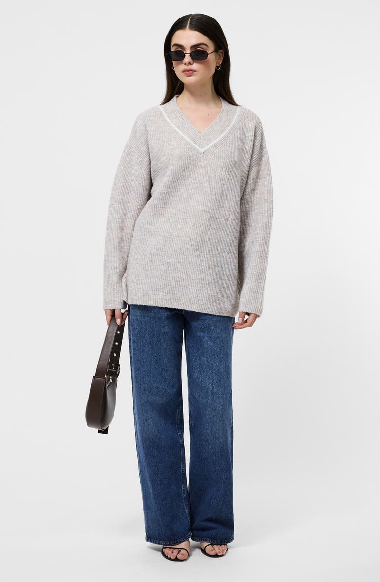 French Connection Kezia V-Neck Sweater, Alternate, color, Stone Grey