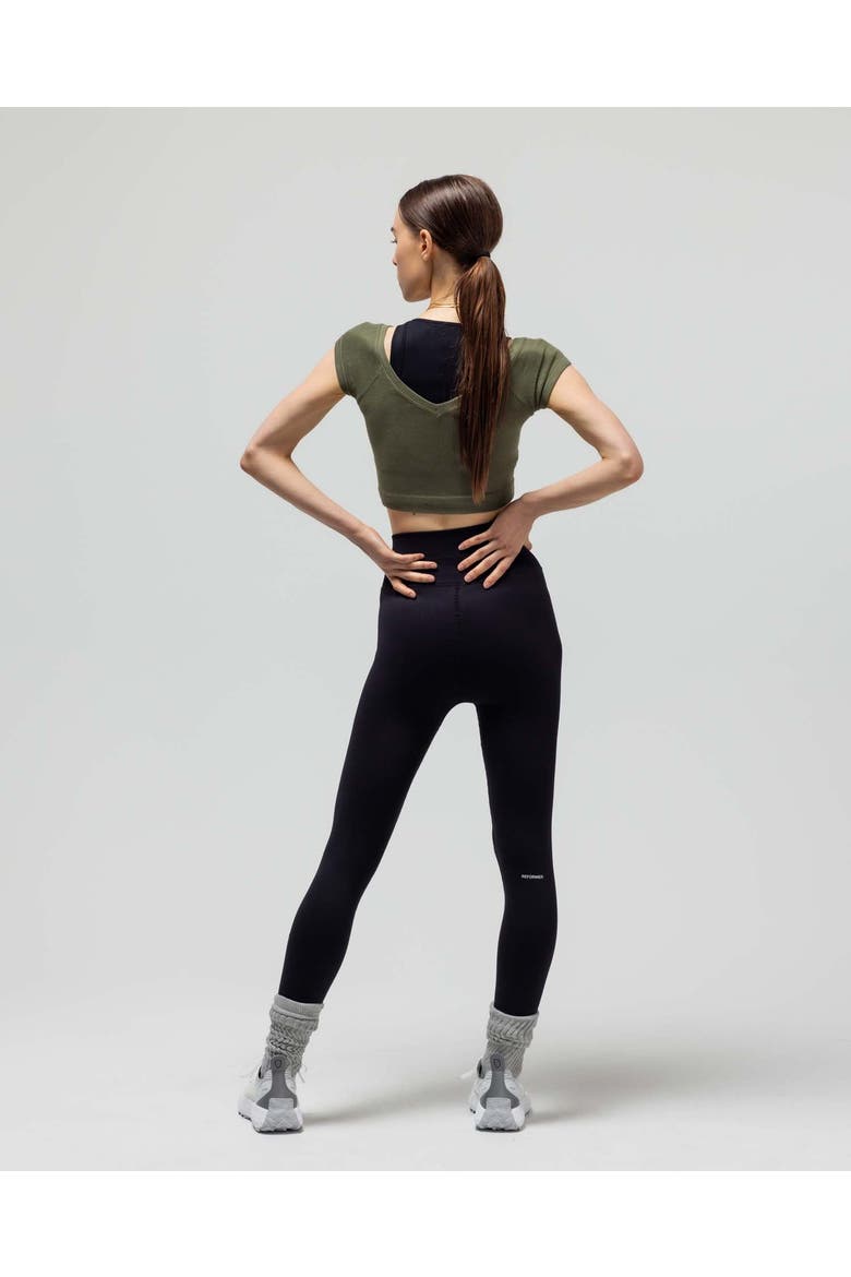 Ribbed Cap Sleeve Crop Top, Alternate, color, OLIVE