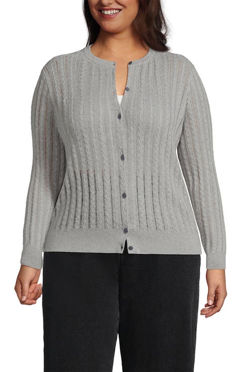 Cotton Pointelle Modern Cardigan Sweater