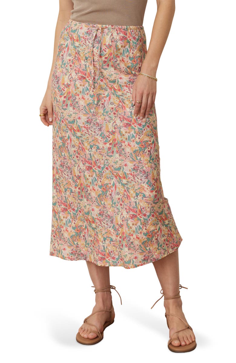 Marine Layer Avery Floral Drawstring Midi Skirt, Main, color,