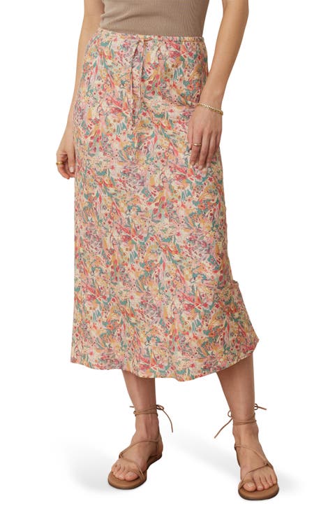 Avery Floral Drawstring Midi Skirt