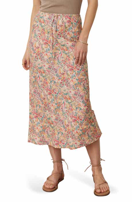 Avery Floral Drawstring Midi Skirt