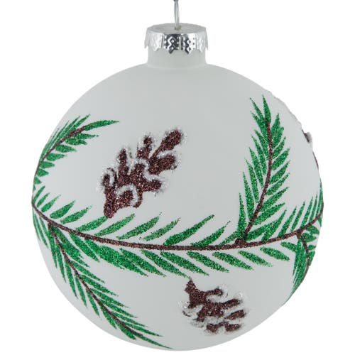 Northlight Glittered Glass Ball Christmas Ornaments With Pine Cones In Green