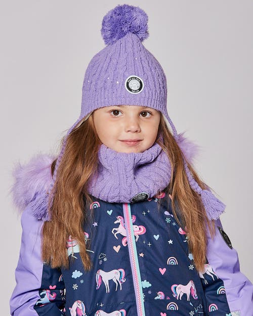 Deux Par Deux Lined Winter Hat With Pompom In Purple