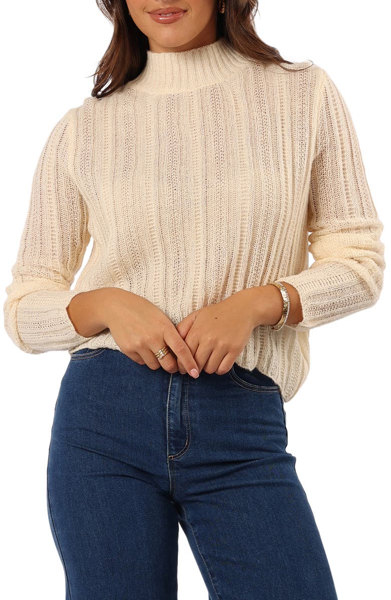 Petal & Pup Wynford Scallop Mock Neck Sweater, Main, color, Cream