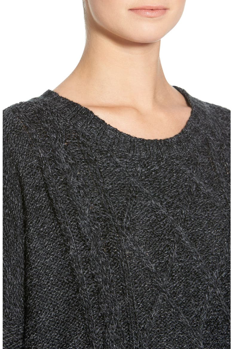 Cable Knit Sweater, Alternate, color, CHARCOAL